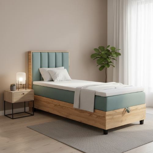 Boxspringbett mit Bettkasten, Kopfteil & Topper