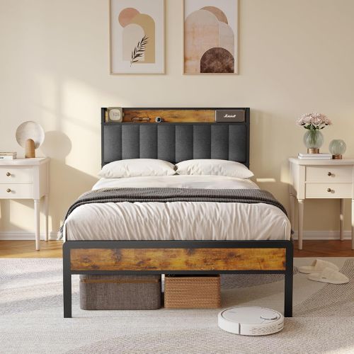 Polsterbett 120x200 cm mit Metallgestell & Lattenrost