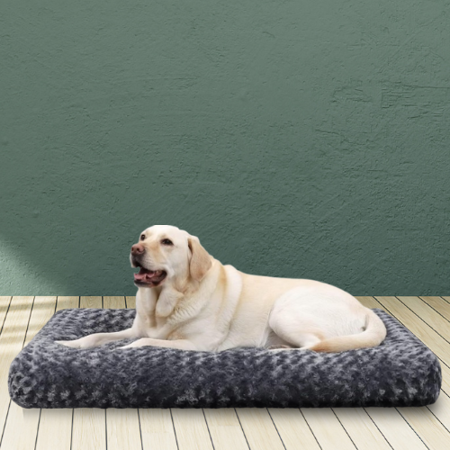 Hundebett 90x60 cm flauschig waschbar rutschfest Grau