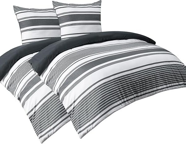 4tlg Bettwäsche Set 135x200 cm Mikrofaser Grau