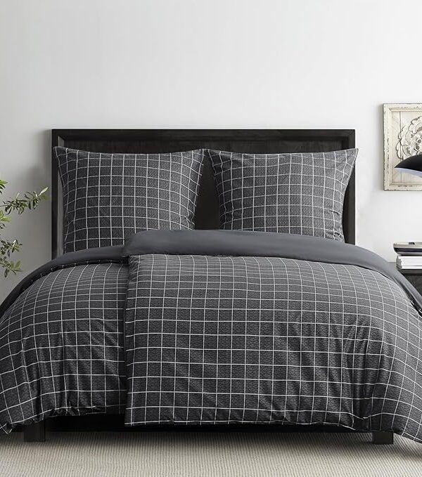 4tlg Bettwäsche Set 135x200 cm Anthrazit