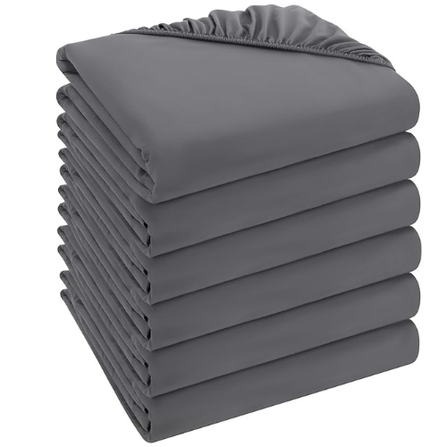 6er Set Spannbettlaken 90x200 cm Mikrofaser Grau