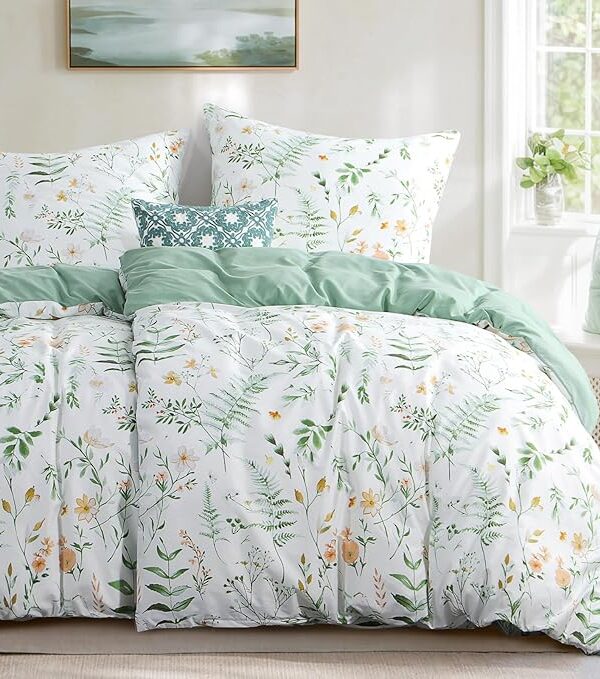 4-teiliges Bettwäsche-Set 135x200 Grün Mikrofaser