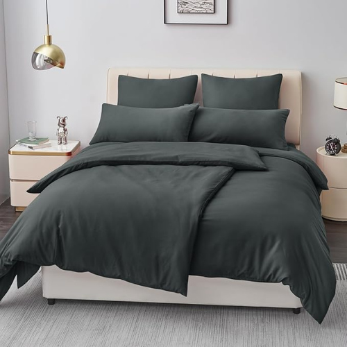 4-teiliges Bettwäsche-Set 135x200 cm in Grau – Weiche Mikrofaser