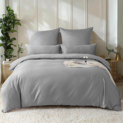 Bettwäsche-Set 135x200 Satin Baumwolle Dunkelgrau