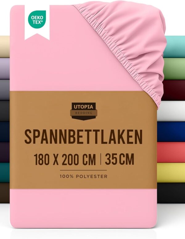 Spannbettlaken 180x200 cm Rosa 35cm Steghöhe