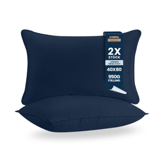 Kissen-Set 2 Stück 40x80 cm, atmungsaktiv & weich blau