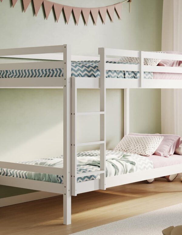 Holz Etagenbett 90x200 cm Weiß Sicher Platzsparend