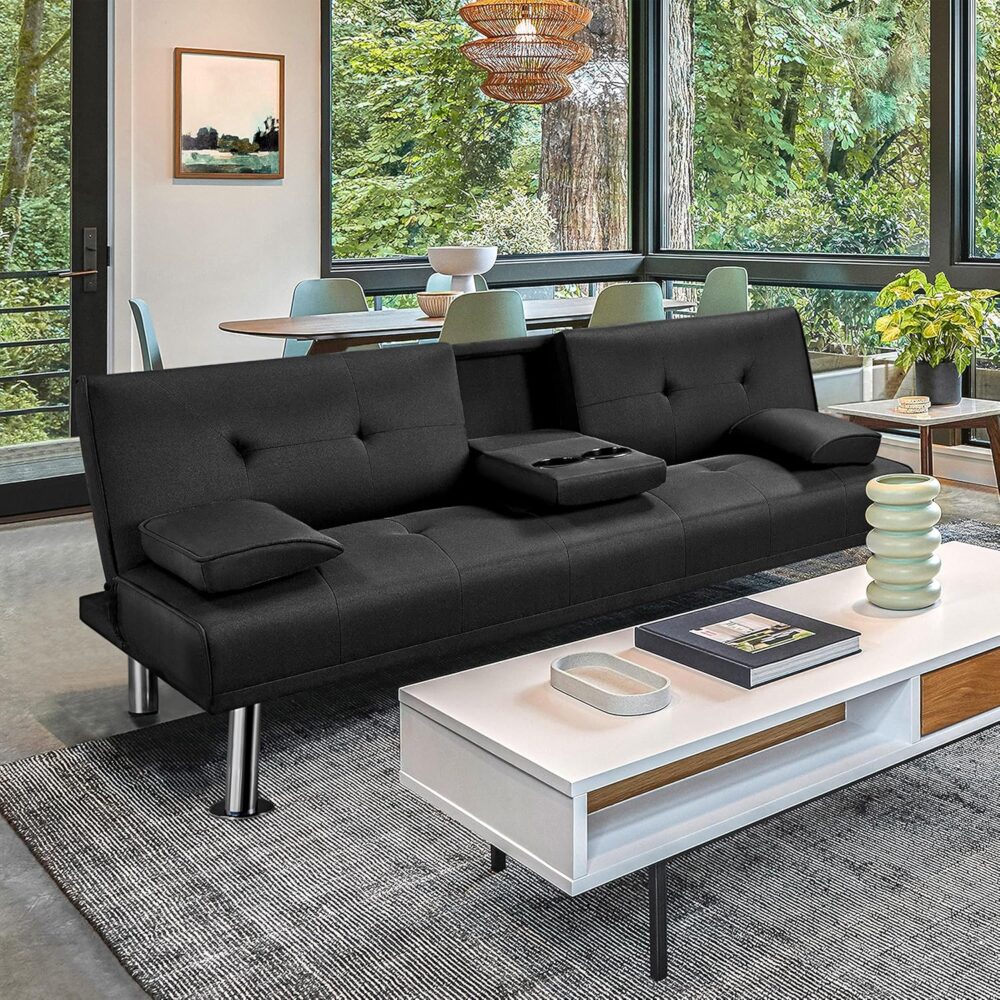BEDS FOR SALE - Klappbares Schlafsofa mit Schlaffunktion – Bettsofa, Große Liegefläche (167 cm L x 94 cm B), Ideal für Wohnzimmer, Schlafzimmer, Heimkino und Gästezimmer – Bild 4