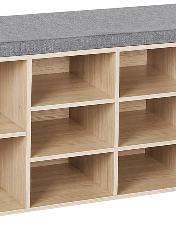 Schuhbank mit Sitzfläche & Stauraum, 10 Fächer Regal