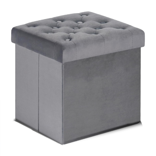 Faltbare Sitztruhe mit Stauraum, Samt Sitzwürfel 40x40x40