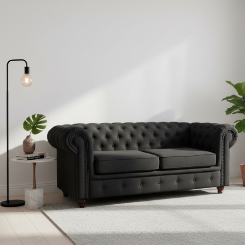 Chesterfield 2-Sitzer Sofa im Velours-Design