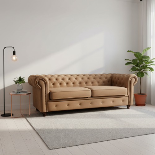 Chesterfield 3-Sitzer Sofa im Glamour-Design