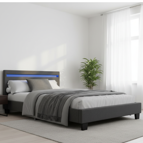 Polsterbett 120x200 cm mit Kopfteil & LED