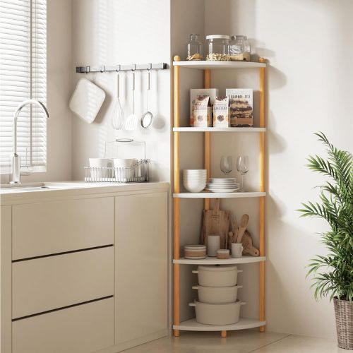 Eckregal 5 Ebenen Holz, Bücher- & Aufbewahrungsregal