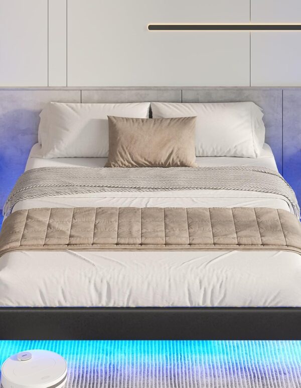 Polsterbett 140x200 mit LED in Schwarz