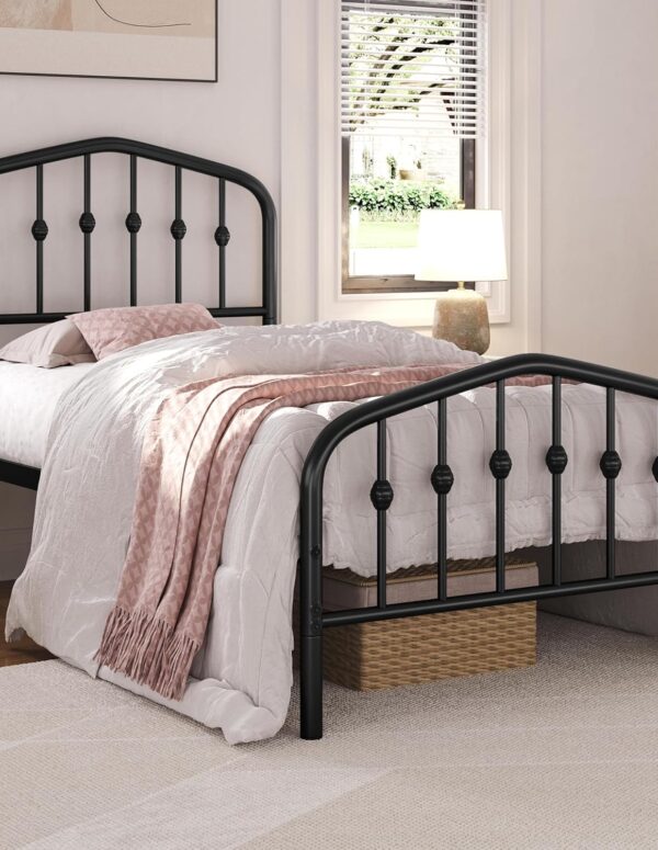 Metallbett 90x200 cm Schwarz mit Kopfteil Stabil