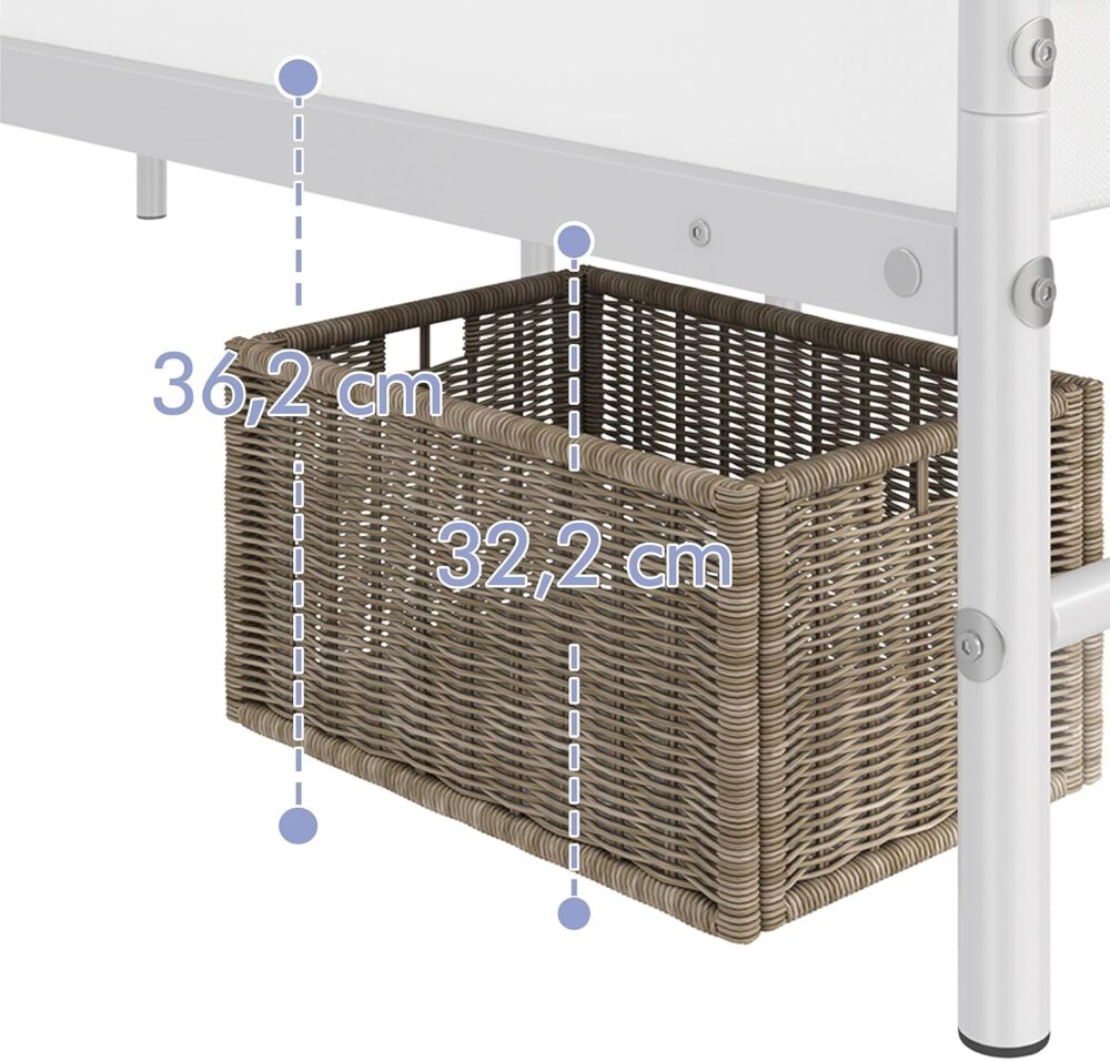 Metallbett 90x200 cm Weiß – Minimalistischer Bettrahmen mit Kopfteil, Lattenrost & 32 cm Stauraum für Schlafzimmer & Gästezimmer – Bild 4