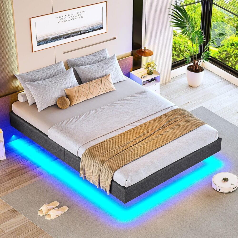Einzelbett mit Lattenrost und LED-Beleuchtung