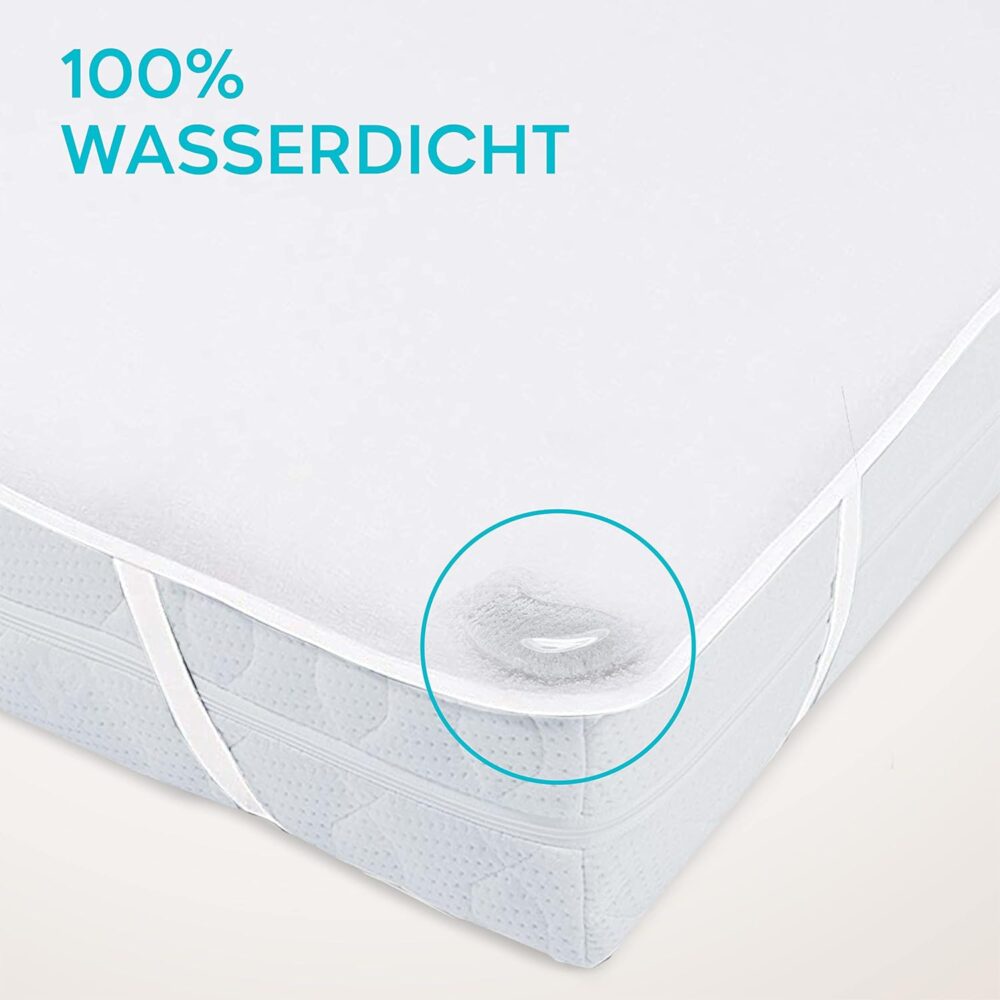 Matratzenschoner 180x200 cm Wasserdicht & Atmungsaktiv – Oeko-TEX Zertifiziert aus Baumwolle mit 4 Eckgummis – Bild 2