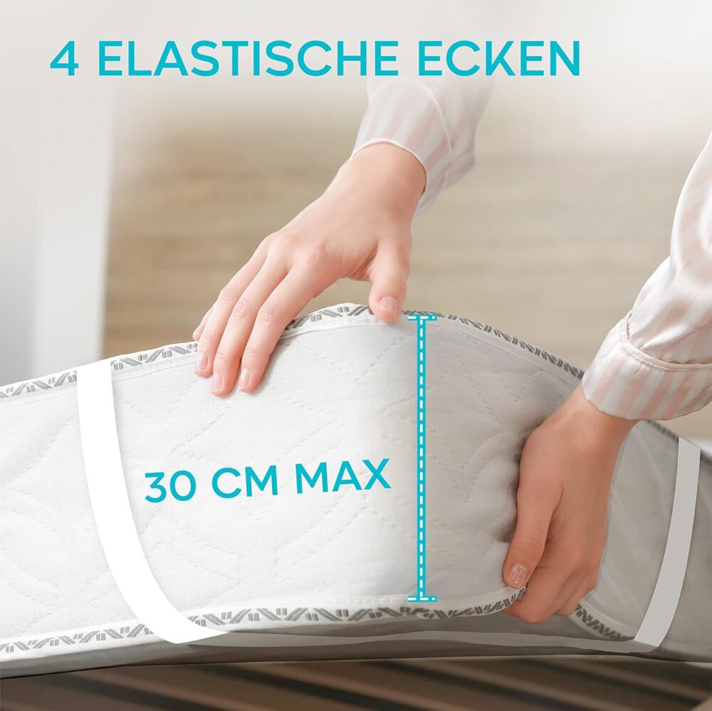 Matratzenschoner 180x200 cm Wasserdicht & Atmungsaktiv – Oeko-TEX Zertifiziert aus Baumwolle mit 4 Eckgummis – Bild 5