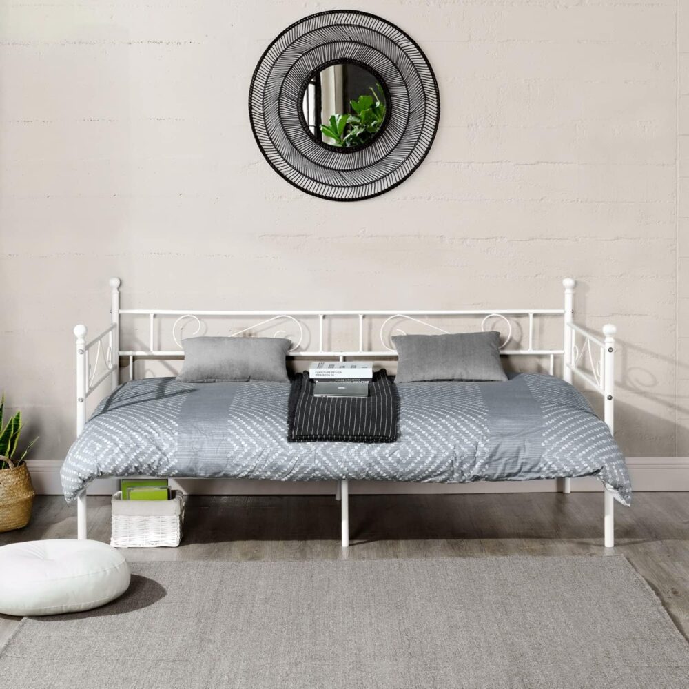 Tagesbett 90x200 cm Bettgestell | Weißes, wasserdichtes Metallbett für Schlafzimmer, Wohnzimmer, Gästezimmer und Jugendzimmer – Bild 5
