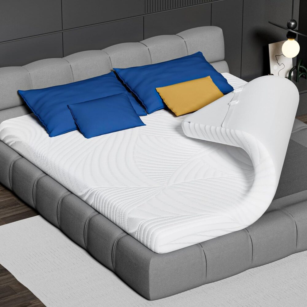 Matratzentopper 140x200 cm Memory Foam | 5 cm Visco-Schaum für Ergonomische Unterstützung, Antirutsch-Bänder, Öko-Tex Zertifiziert