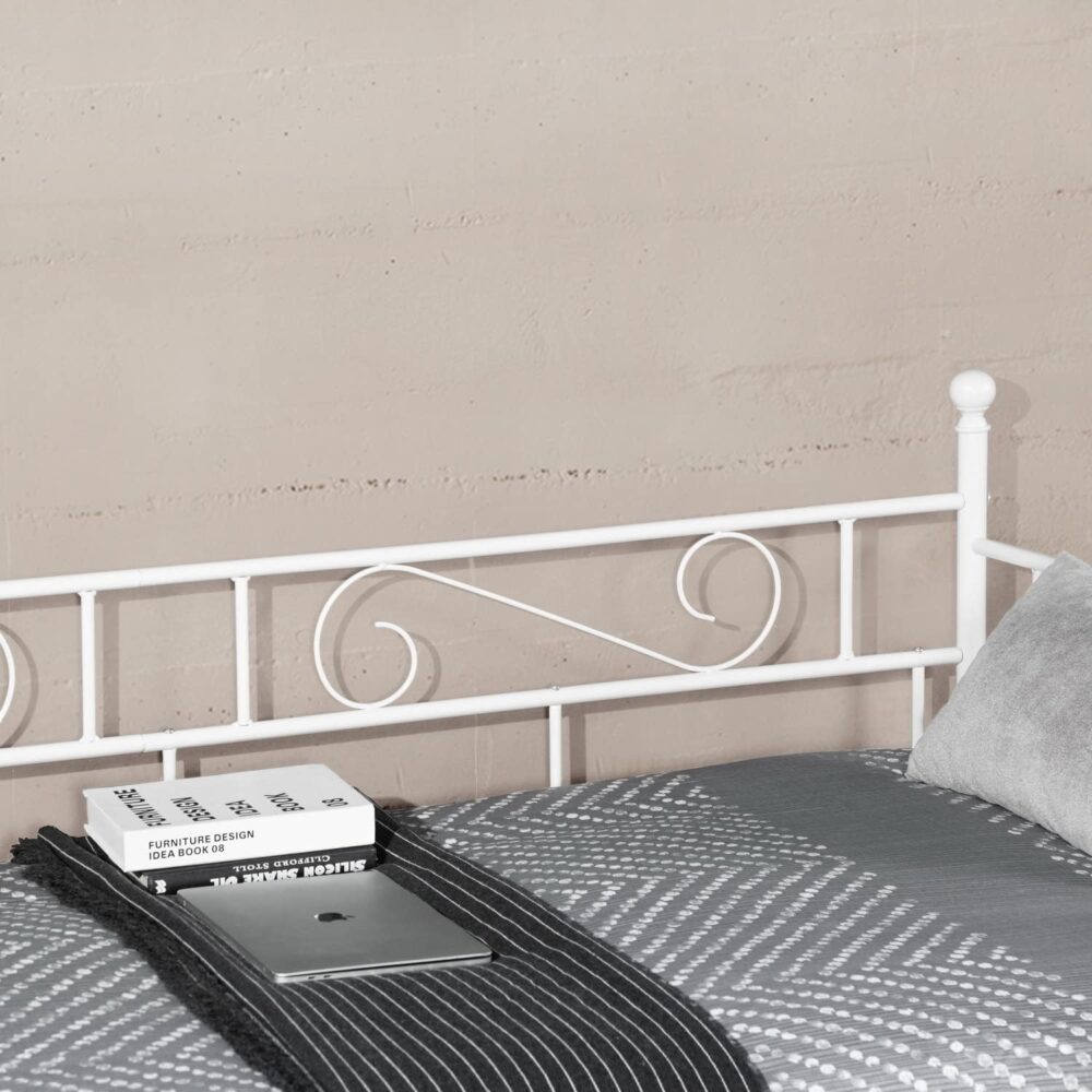 Tagesbett 90x200 cm Bettgestell | Weißes, wasserdichtes Metallbett für Schlafzimmer, Wohnzimmer, Gästezimmer und Jugendzimmer – Bild 7