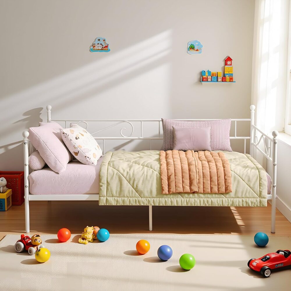 Tagesbett 90x200 cm Bettgestell | Weißes, wasserdichtes Metallbett für Schlafzimmer, Wohnzimmer, Gästezimmer und Jugendzimmer – Bild 8