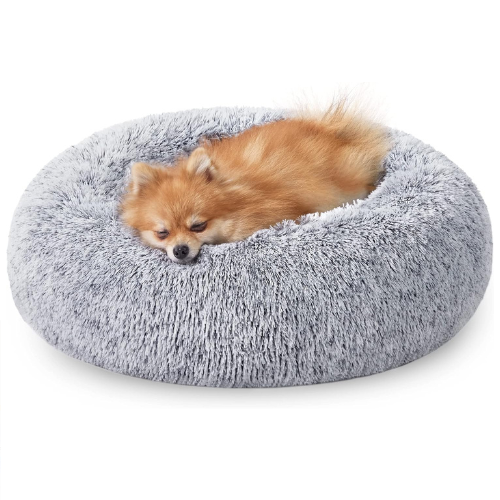 Flauschiges Donut Hundebett/Katzenbett 60 cm Grau