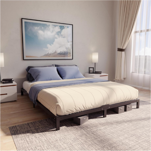 Metallbett 140×200 – hoher Rahmen mit Stauraum