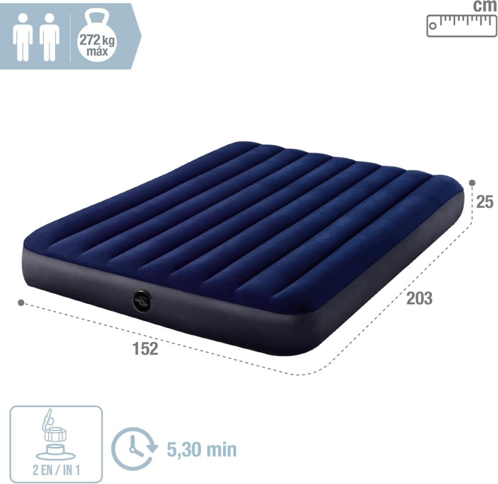 Großes Luftbett 203 x 152 x 25 cm – Bequemes & Strapazierfähiges Gästebett für Innen- & Außenbereich mit Kissen – Bild 3