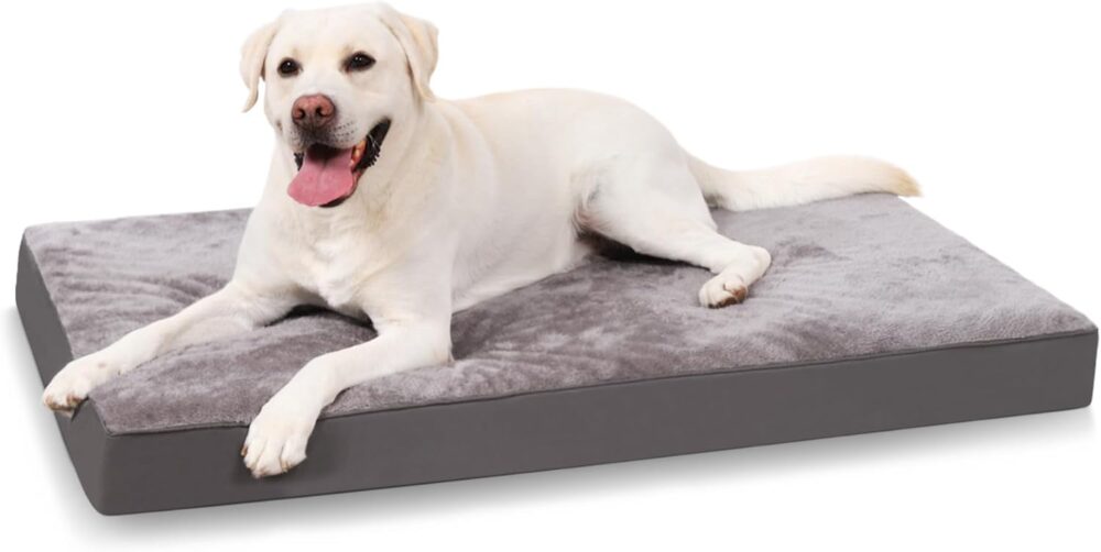 Hundebett für große Hunde | Orthopädisches, Waschbar, Flauschige Hundematratze mit abnehmbarem Bezug, Dunkelgrau, 105x70x8 cm