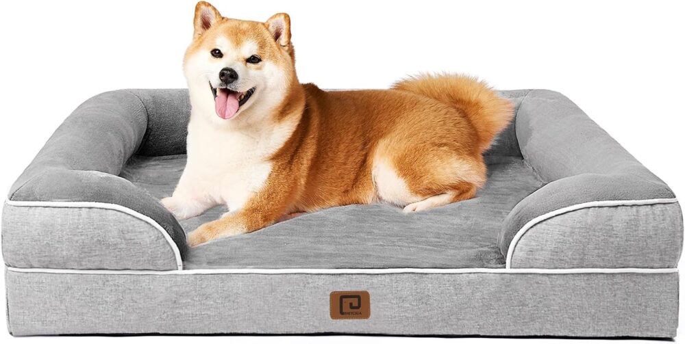 Orthopädisches Hundebett für große Hunde – Memory Foam Hundekorb, Waschbares wasserdichtes Hundesofa, Rutschfeste Hundecouch mit hohem Rand