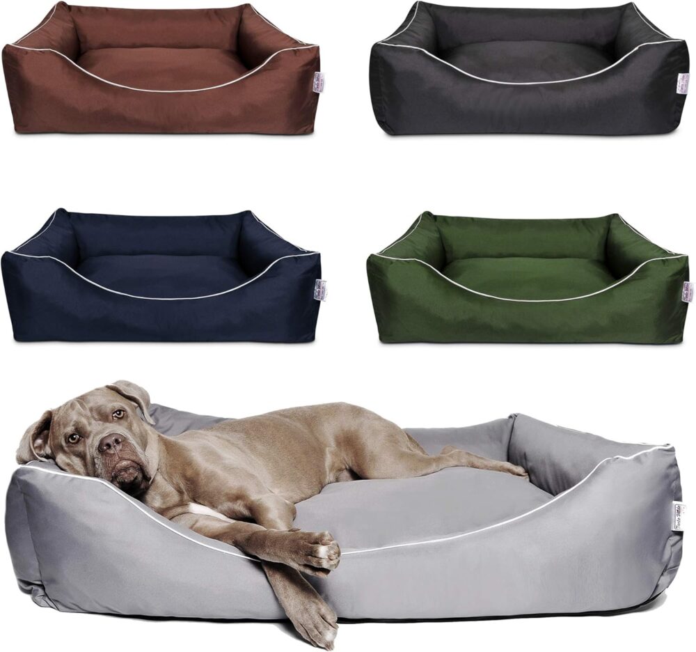Hundebett XXL 100x80x25 cm Blau, Waschbar & Robust, Gemütlicher Hundekorb für mittelgroße Hunde