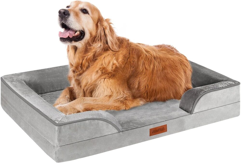 Orthopädisches Hundebett | wasserdicht & waschbar, rutschfestes Schaumstoffsofa für große & mittelgroße Hunde (88x64x20 cm)