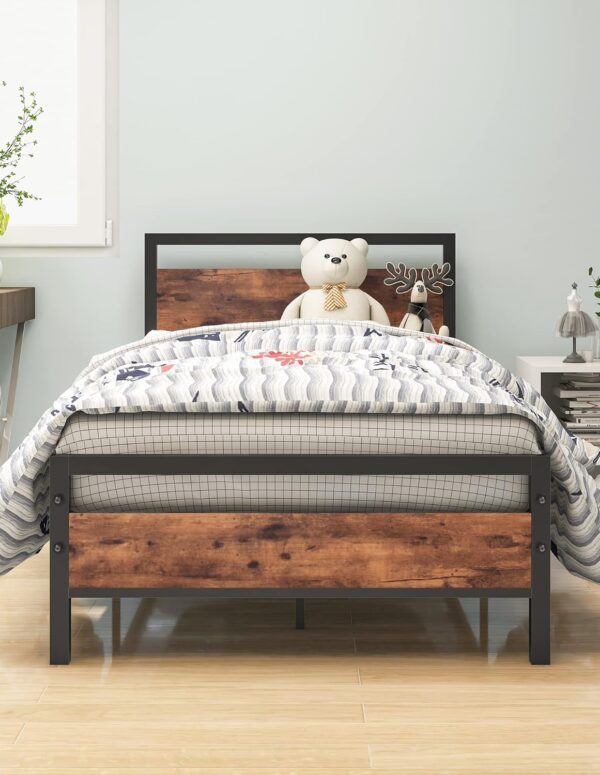 Metallbett 90x200 cm Braun/Schwarz mit Lattenrost