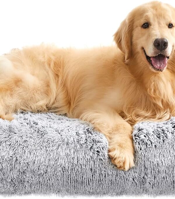 Flauschiges Hundebett 122x74 cm weich waschbar grau
