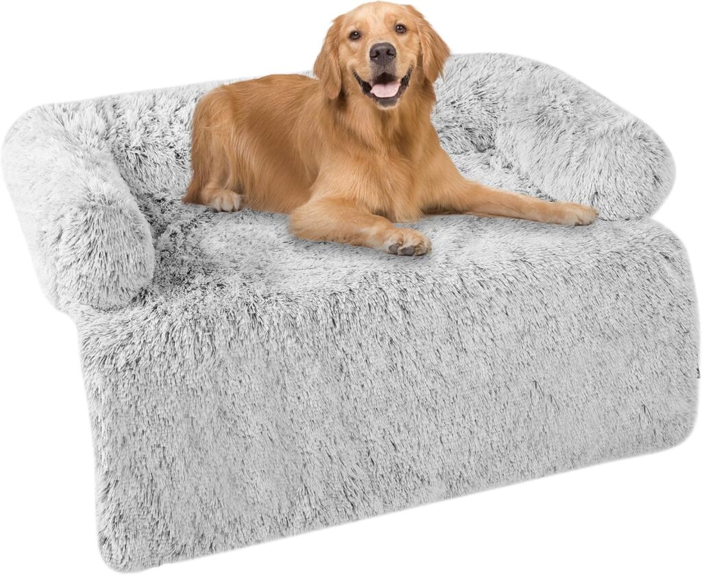 Großes Hundebett (XL, 110x95x18 cm): Waschbares & Rutschfestes Hundekissen in Hellgrau – Idealer Sofa-Schutz für Mittelgroße & Große Hunde   Sources