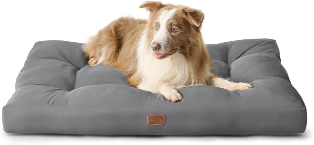 Hundekissen für große Hunde | Waschbare, wasserdichte Hundematte 111x89x10 cm, Outdoor geeignet, gepolstert in Grau, XXL Hundebett