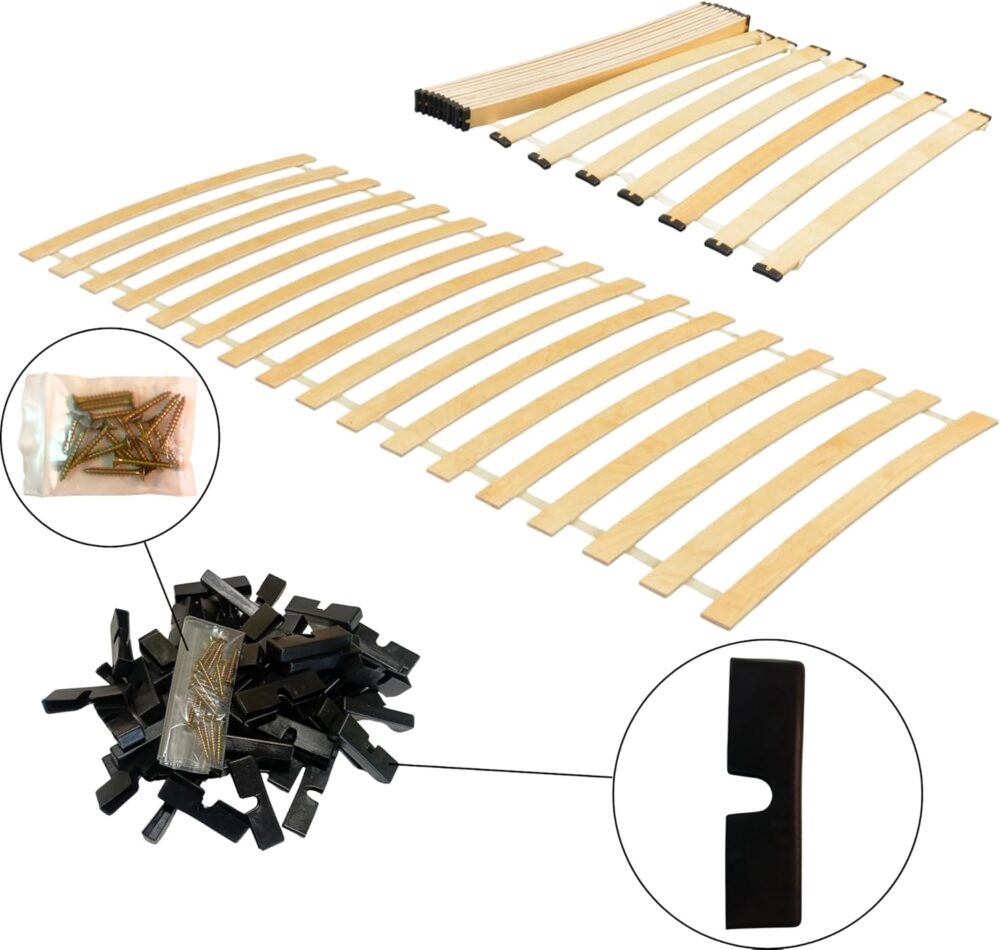 Rollrost 90x200cm: 18 Flexible Latten für optimale Unterstützung, Geräuscharme Konstruktion mit Dämpfungspads, Solider und Stabiler Lattenrost, Einfache Montage, Belastbarkeit bis 145kg. – Bild 2