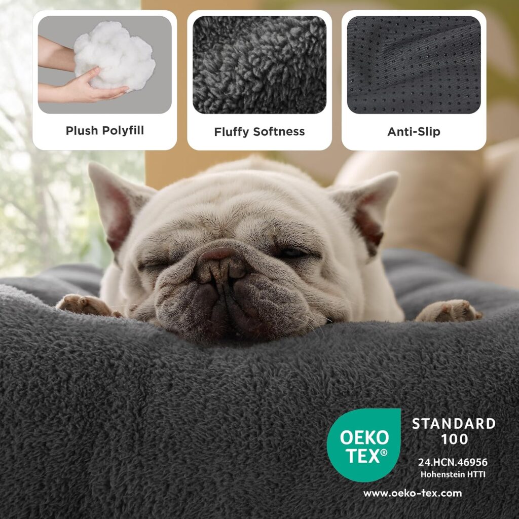 Waschbares XL Hundebett (104x69x8cm): Extra Großes Hundekissen, Beruhigende Hundematratze mit Rutschfestem Boden – Ideal für sehr große Haustiere, Grau.