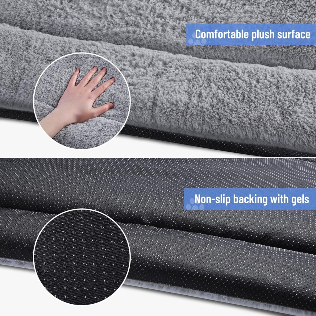 Hundebett für große Hunde (106×71 cm): Superweiches, waschbares Hundekissen und Katzenbett mit rutschfester Unterseite, in Grau.