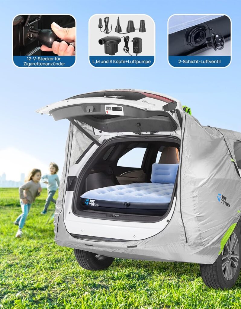 Auto-Matratze: Universelles SUV-Luftbett (Blau) mit Luftpumpe & 2 Kissen – Für Kofferraum, Reisen & Zuhause
