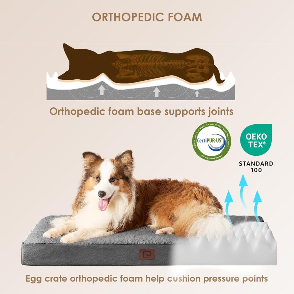 Orthopädisches Hundebett für mittelgroße Hunde | Flauschiges, waschbares Hundekissen mit abnehmbarem Bezug, ideal für Boxen und Kisten – Bild 2