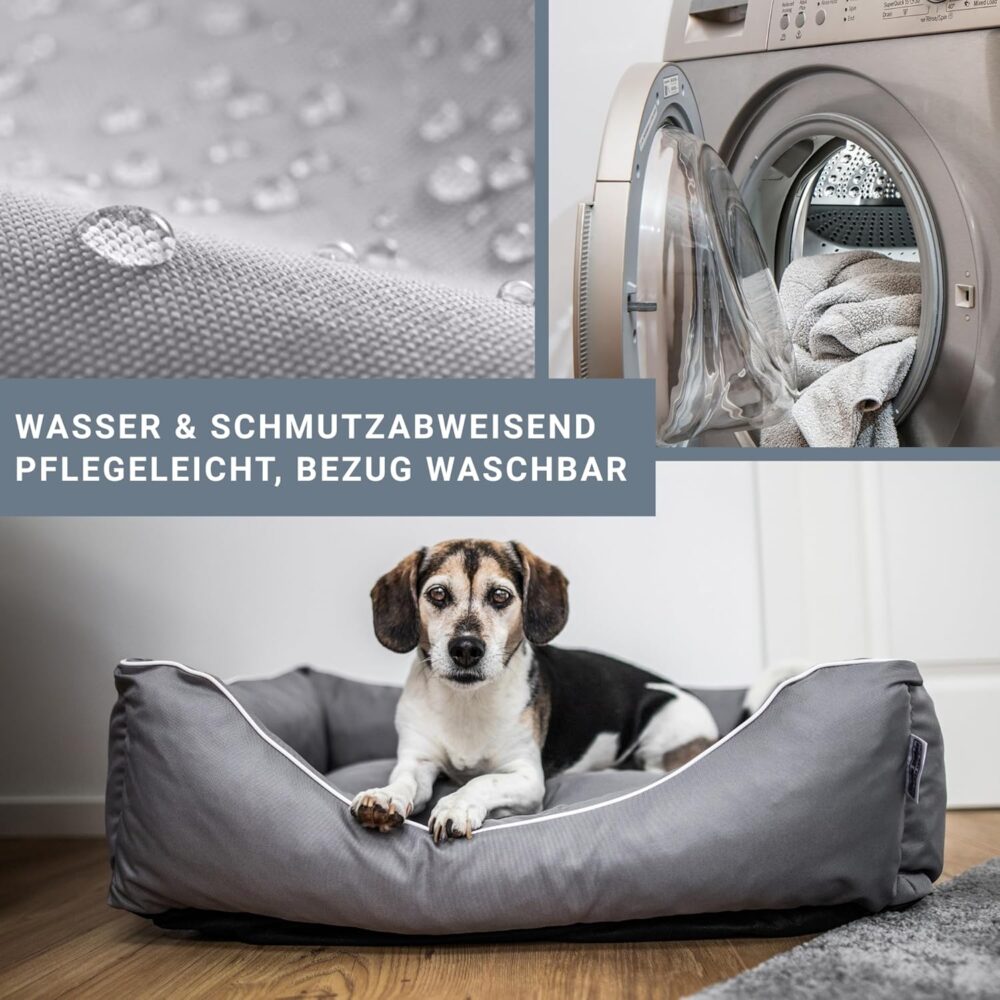 Hundebett XXL 100x80x25 cm Blau, Waschbar & Robust, Gemütlicher Hundekorb für mittelgroße Hunde – Bild 3
