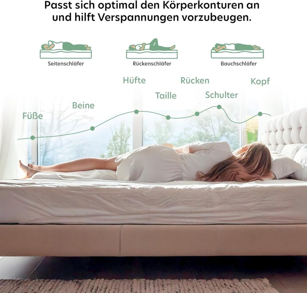 7-Zone Ergonomic Mattress | H2 & H3 Firmness | Cold Foam | Öko-Tex Certified (90 x 200 cm, 11 cm Height) – Bild 3