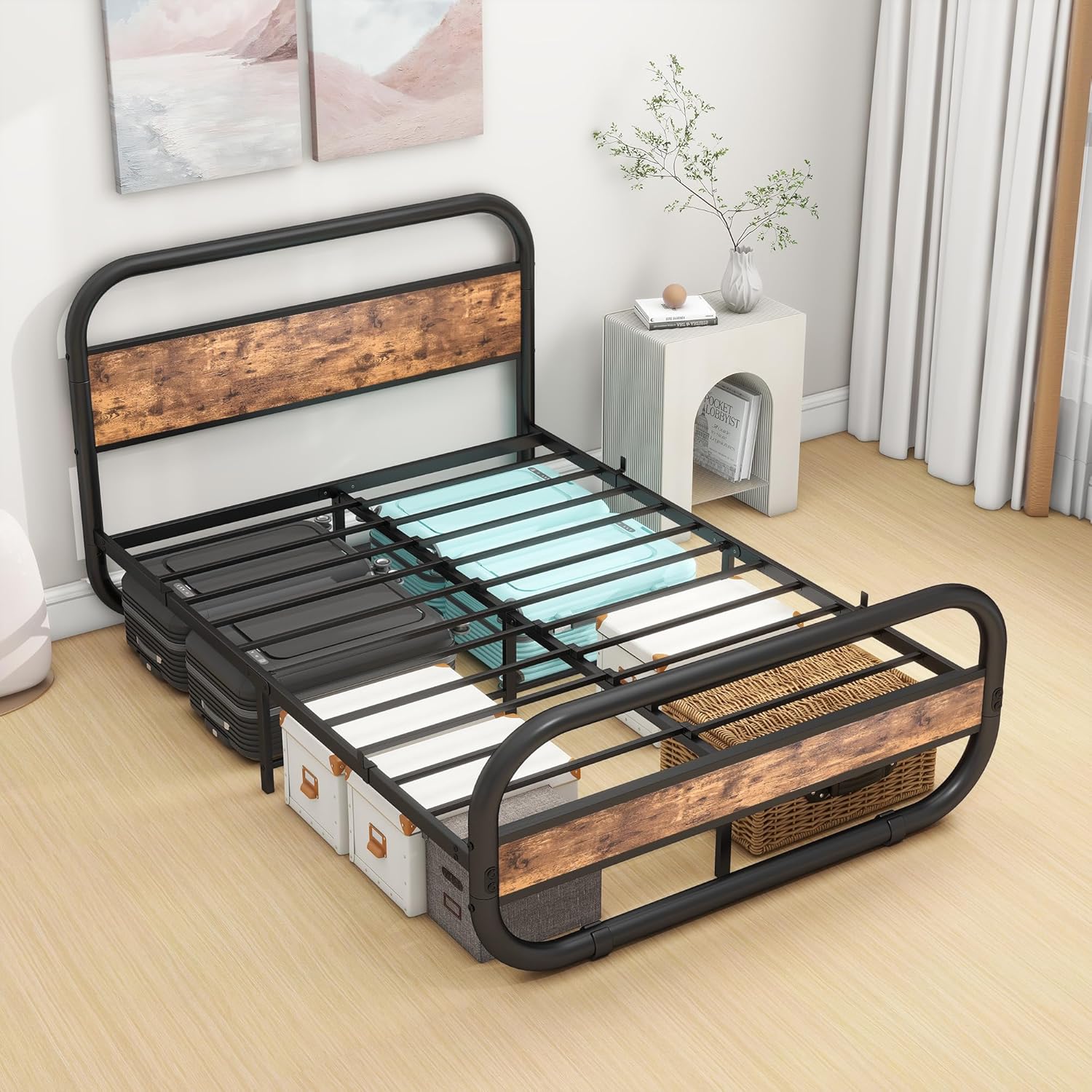 Metallbett 120x200 cm Braun mit Lattenrost – Bild 3