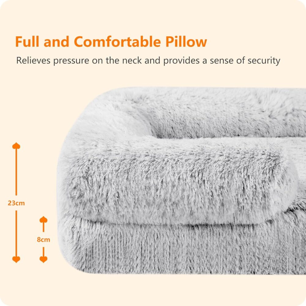 Orthopädisches Hundebett: Hundesofa mit hohem Rand, waschbarem Hundekissen und Hundekorb – ideal für mittelgroße bis große Hunde (106 x 80 x 20 cm, Hellgrau). – Bild 3