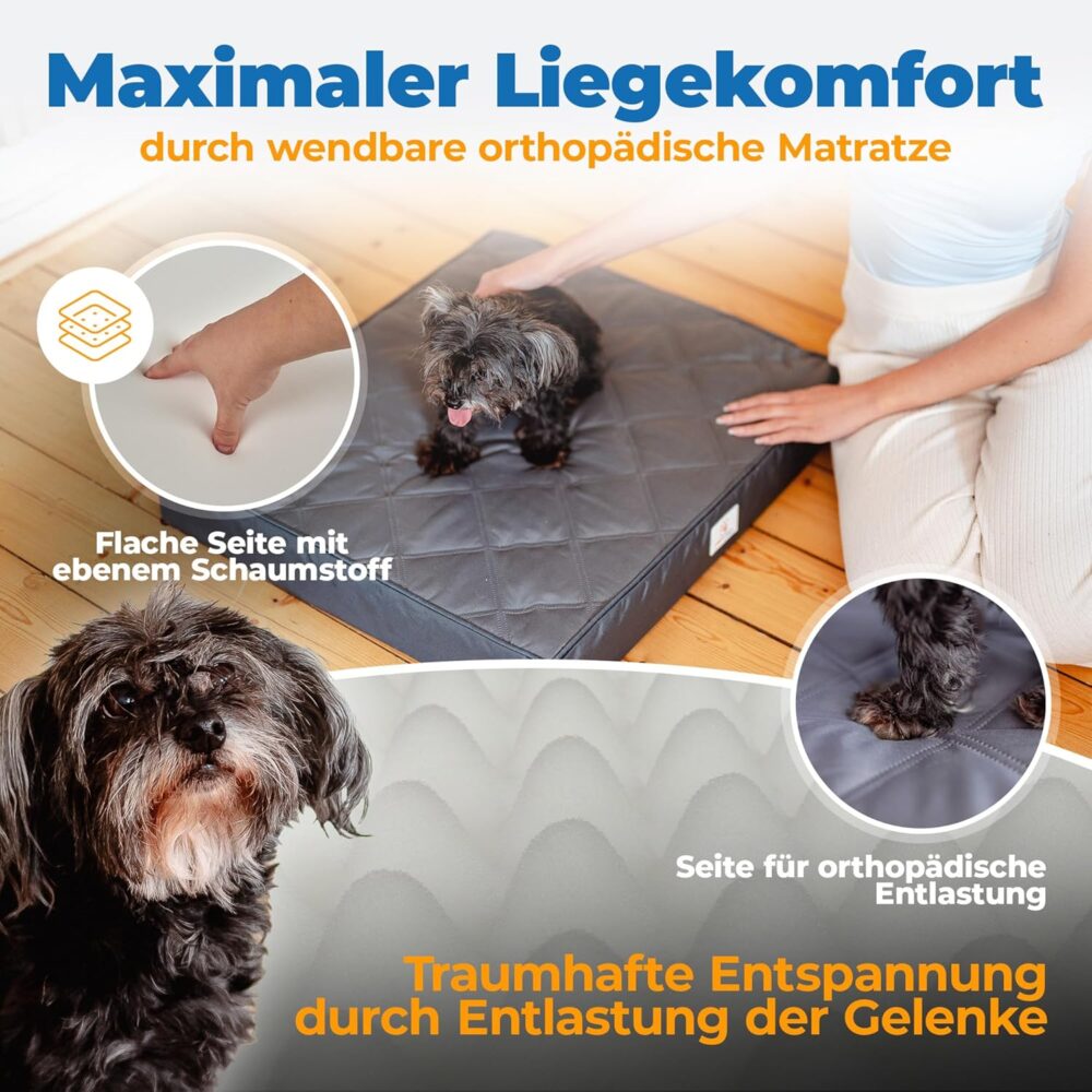 Orthopädisches Hundebett wasserdicht | Waschbares, rutschfestes Hundekissen 70x60x8 cm für kleine bis große Hunde, weiche Hundematte – Bild 3